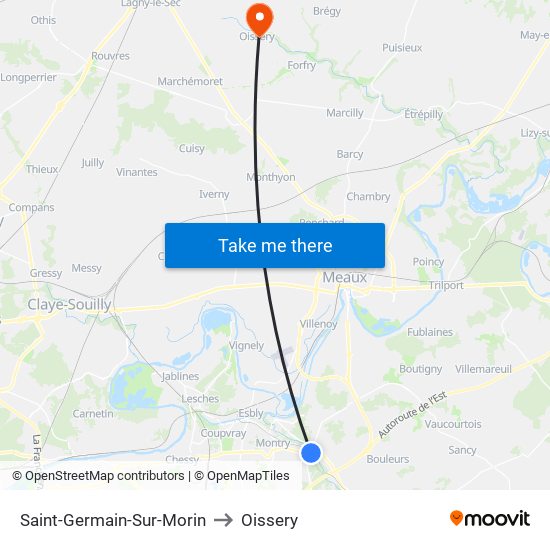 Saint-Germain-Sur-Morin to Oissery map