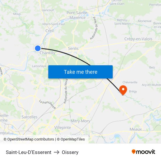 Saint-Leu-D'Esserent to Oissery map