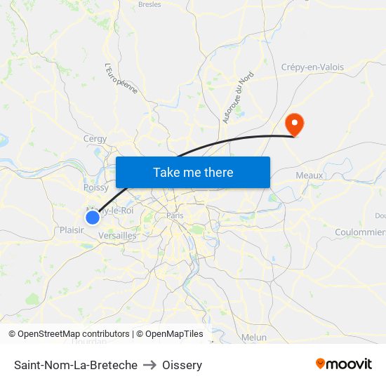 Saint-Nom-La-Breteche to Oissery map