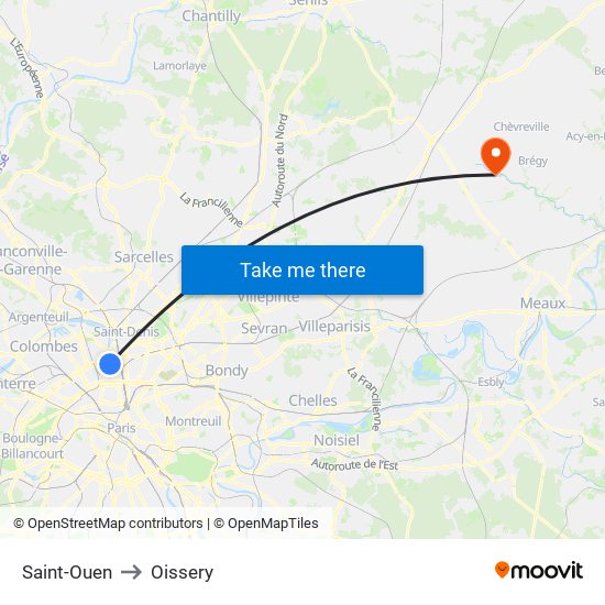 Saint-Ouen to Oissery map