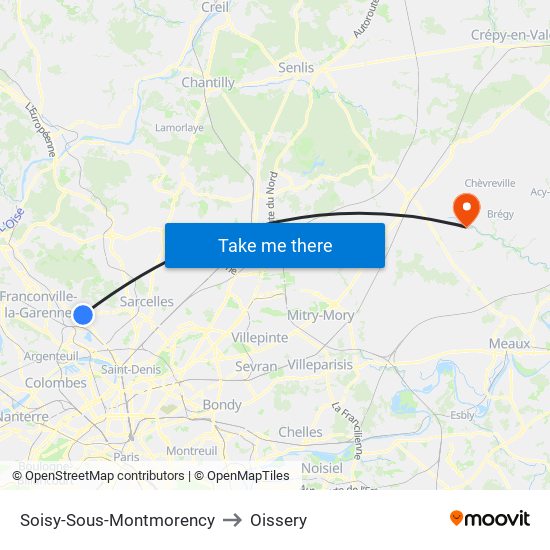 Soisy-Sous-Montmorency to Oissery map