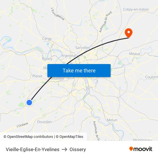 Vieille-Eglise-En-Yvelines to Oissery map