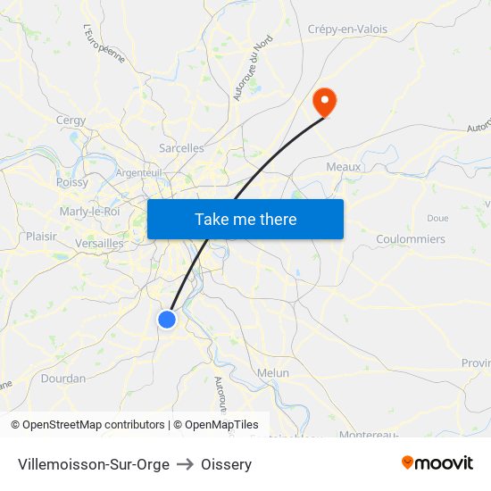 Villemoisson-Sur-Orge to Oissery map