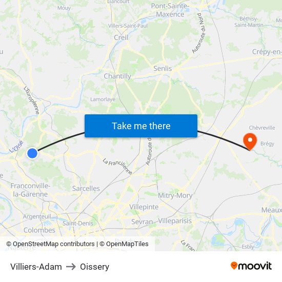 Villiers-Adam to Oissery map