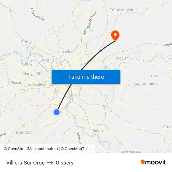 Villiers-Sur-Orge to Oissery map