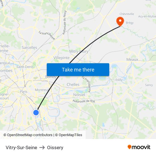 Vitry-Sur-Seine to Oissery map