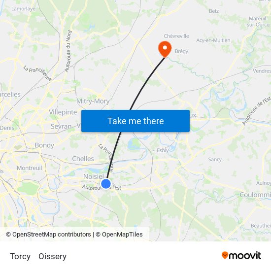 Torcy to Oissery map