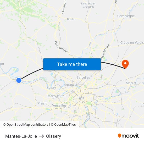 Mantes-La-Jolie to Oissery map