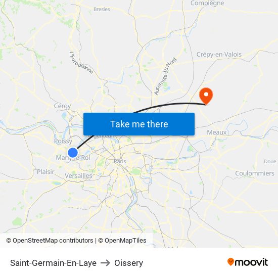 Saint-Germain-En-Laye to Oissery map