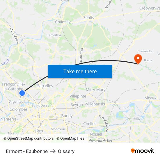 Ermont - Eaubonne to Oissery map