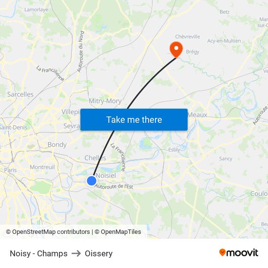 Noisy - Champs to Oissery map