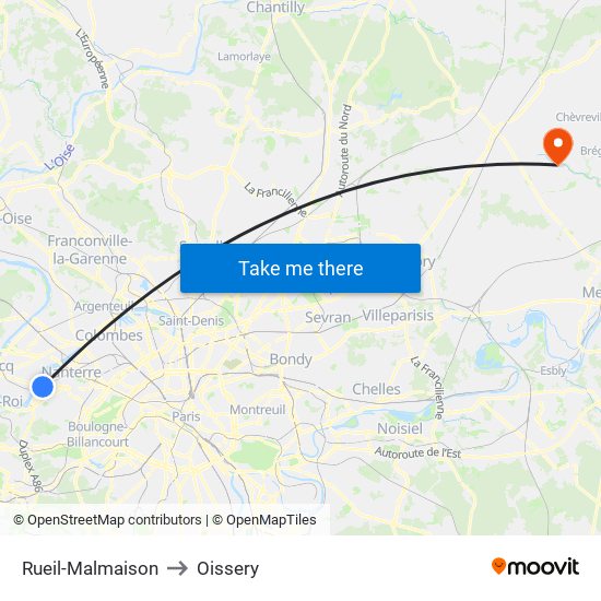Rueil-Malmaison to Oissery map