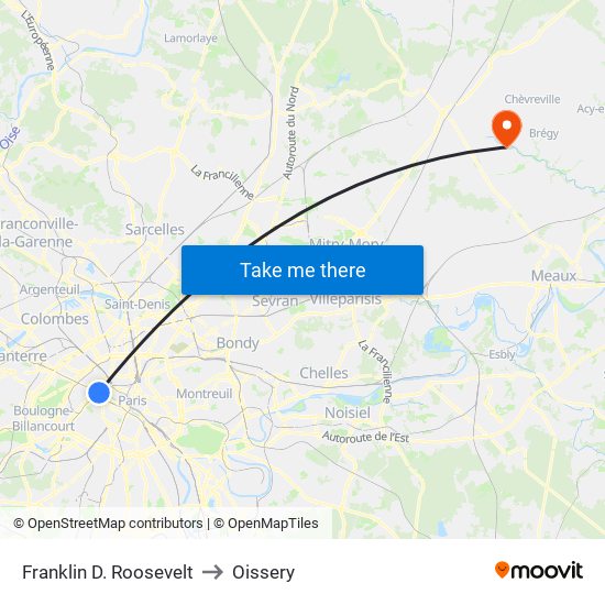 Franklin D. Roosevelt to Oissery map