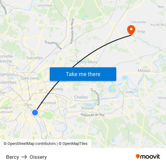 Bercy to Oissery map