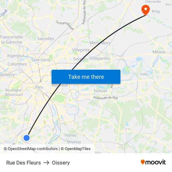 Rue Des Fleurs to Oissery map