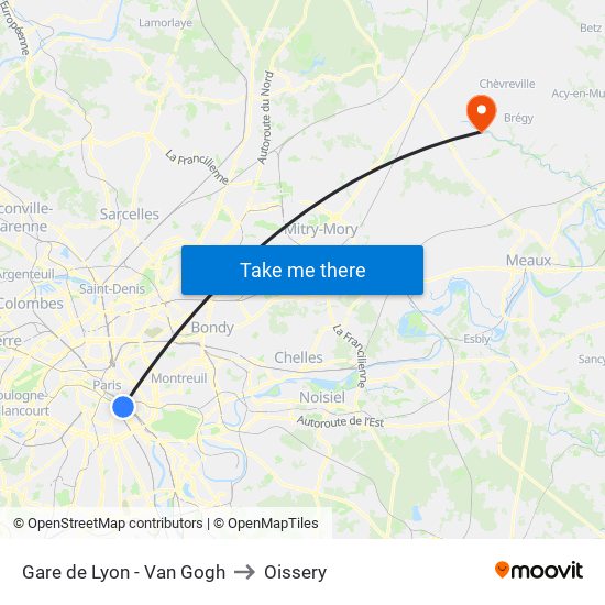 Gare de Lyon - Van Gogh to Oissery map