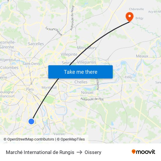 Marché International de Rungis to Oissery map