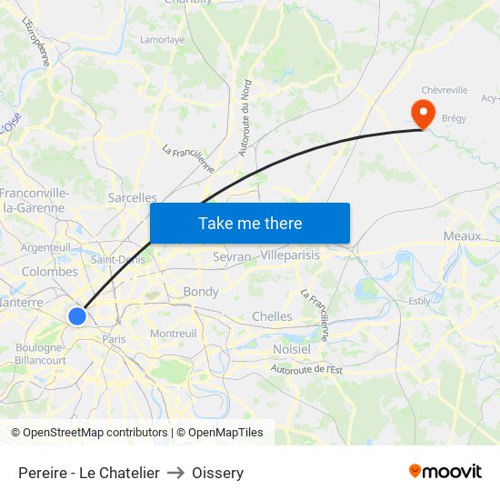 Pereire - Le Chatelier to Oissery map