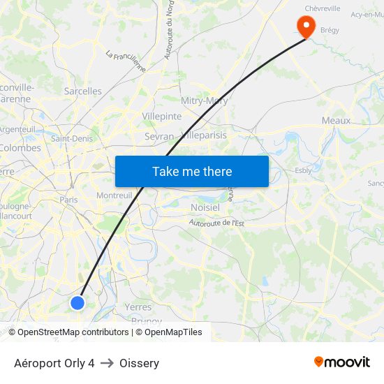 Aéroport Orly 4 to Oissery map