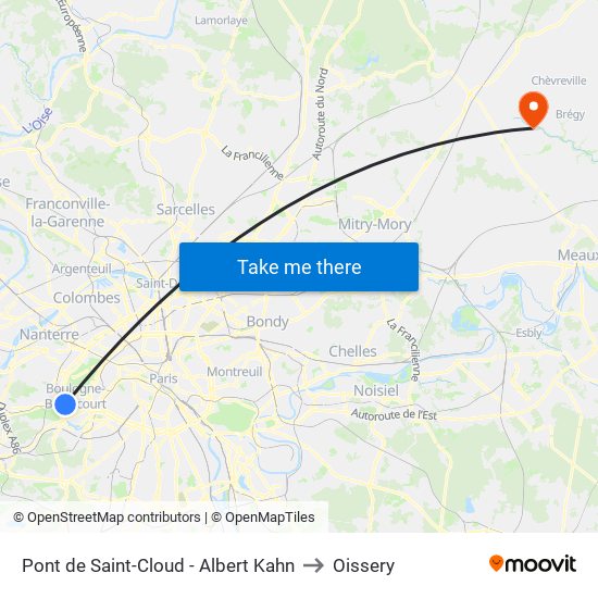 Pont de Saint-Cloud - Albert Kahn to Oissery map