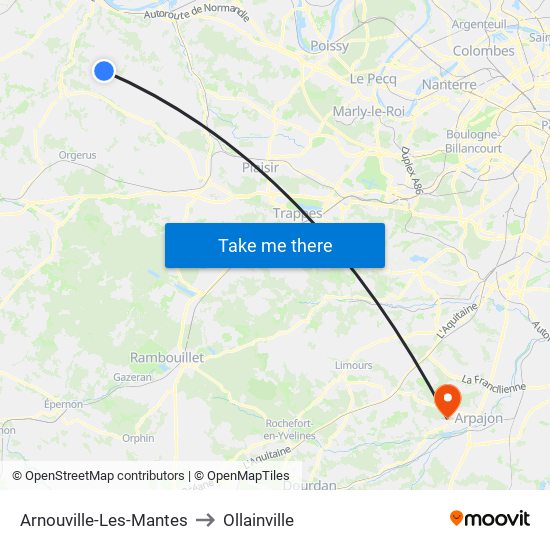 Arnouville-Les-Mantes to Ollainville map