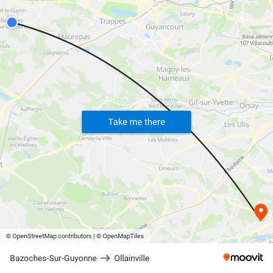 Bazoches-Sur-Guyonne to Ollainville map