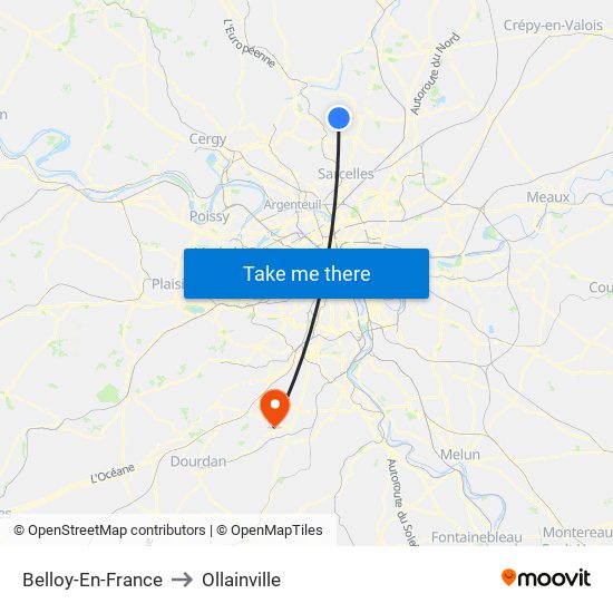 Belloy-En-France to Ollainville map