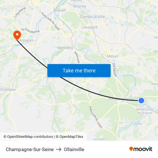Champagne-Sur-Seine to Ollainville map