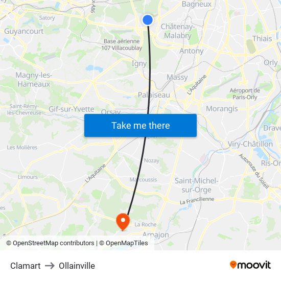 Clamart to Ollainville map