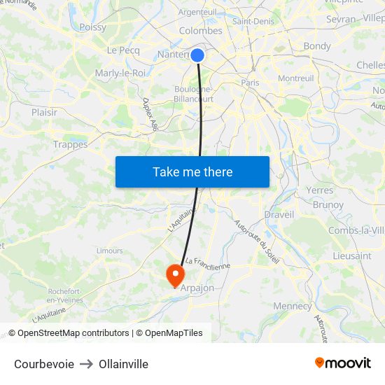 Courbevoie to Ollainville map