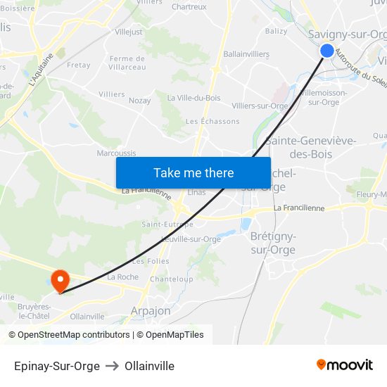 Epinay-Sur-Orge to Ollainville map