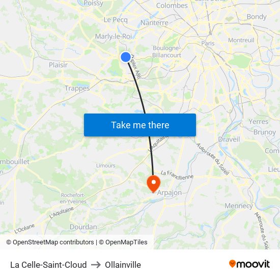 La Celle-Saint-Cloud to Ollainville map