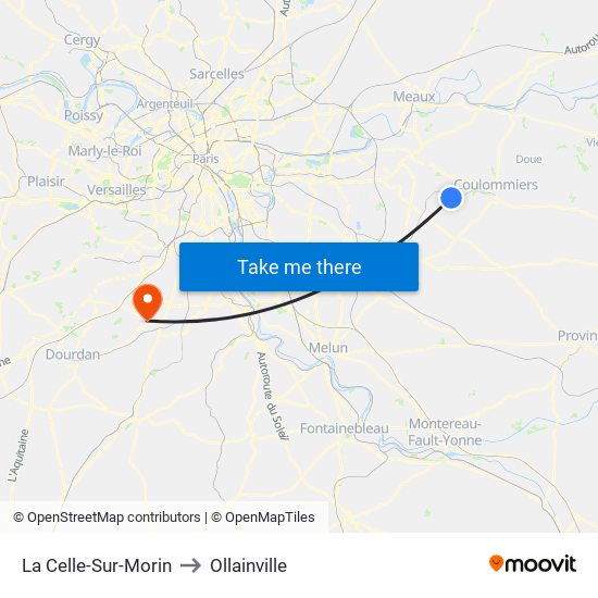 La Celle-Sur-Morin to Ollainville map