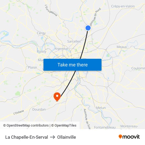 La Chapelle-En-Serval to Ollainville map