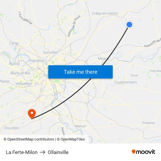 La Ferte-Milon to Ollainville map