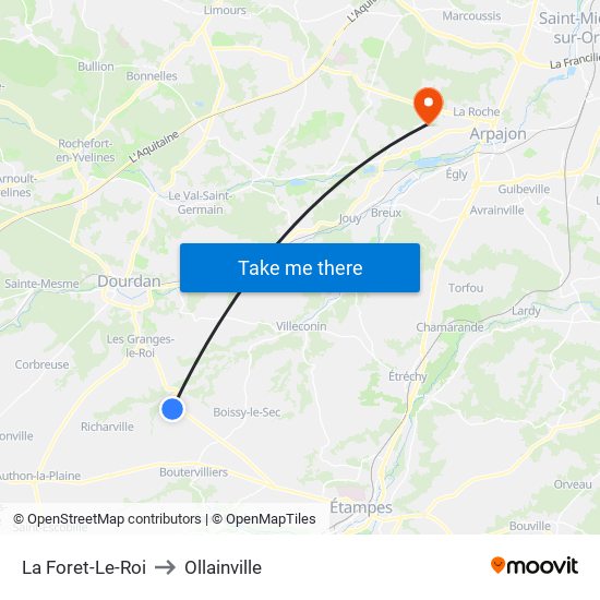 La Foret-Le-Roi to Ollainville map