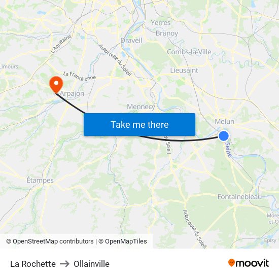 La Rochette to Ollainville map