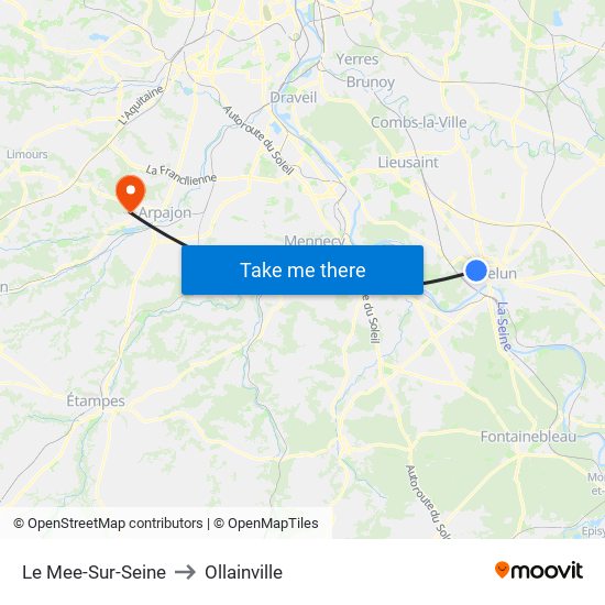 Le Mee-Sur-Seine to Ollainville map