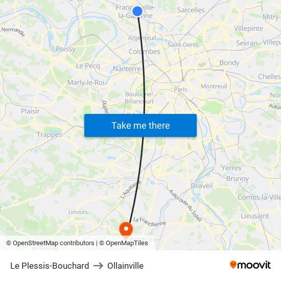Le Plessis-Bouchard to Ollainville map