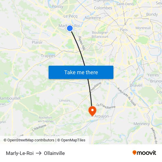 Marly-Le-Roi to Ollainville map