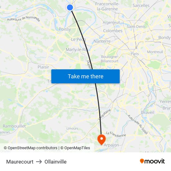 Maurecourt to Ollainville map