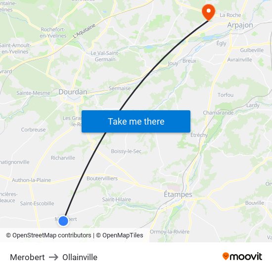 Merobert to Ollainville map