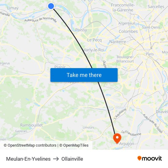 Meulan-En-Yvelines to Ollainville map