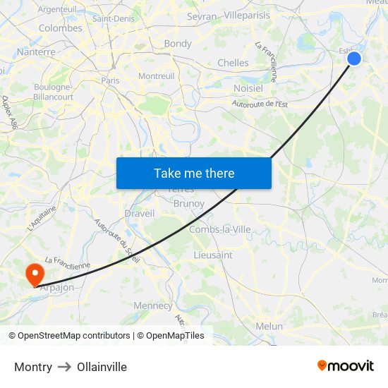 Montry to Ollainville map