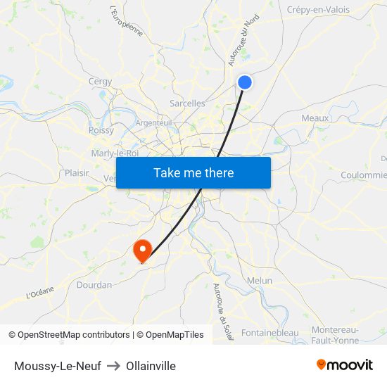 Moussy-Le-Neuf to Ollainville map