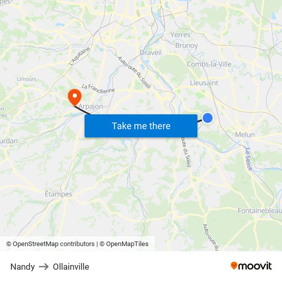 Nandy to Ollainville map