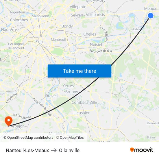 Nanteuil-Les-Meaux to Ollainville map