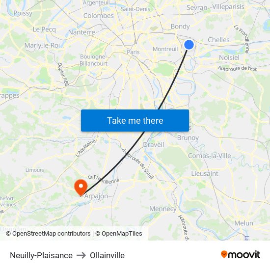 Neuilly-Plaisance to Ollainville map