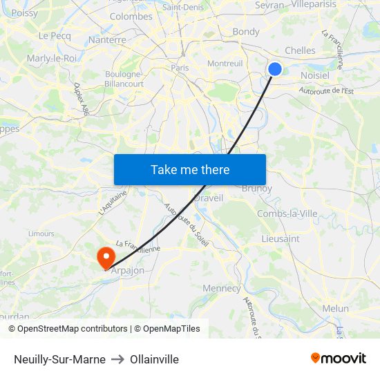 Neuilly-Sur-Marne to Ollainville map