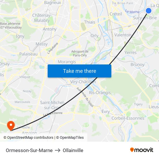 Ormesson-Sur-Marne to Ollainville map